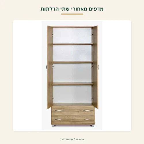 מדפים מאחורי שתי הדלתות