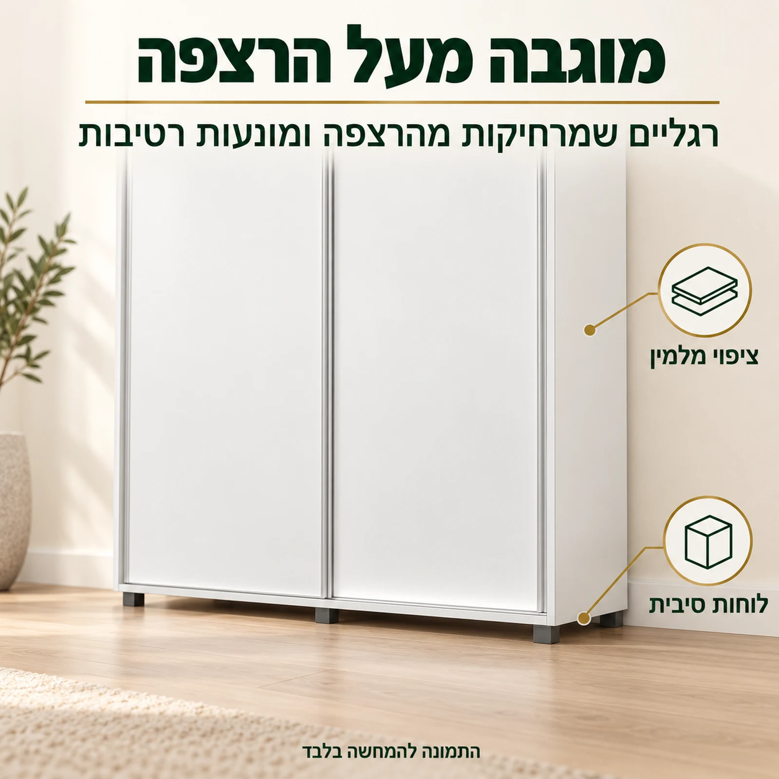 ארון הזזה 2 דלתות – עומד על רגליים, לוחות סיבית בציפוי מלמין