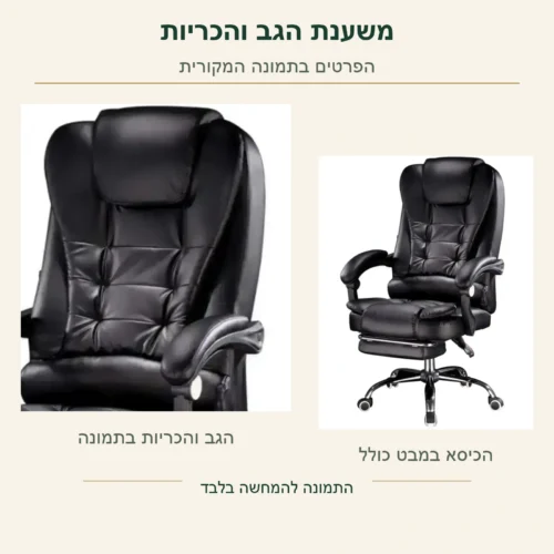 כיסא מנהל Boss – משענת הראש, הגב וכרית הגב התחתון בפרט מקורי לצד הכיסא המלא