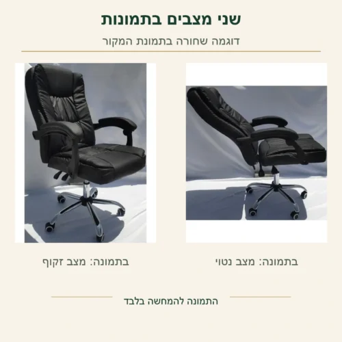כיסא Director – שני מצבים אמיתיים בתמונות המקור של הדוגמה השחורה: זקוף ונטוי