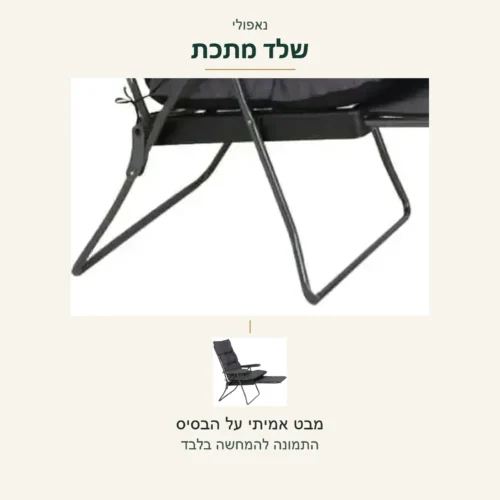 כיסא נוח נאפולי — השלד המתכתי והבסיס בתמונה אמיתית, לצד מבט על אותו כיסא
