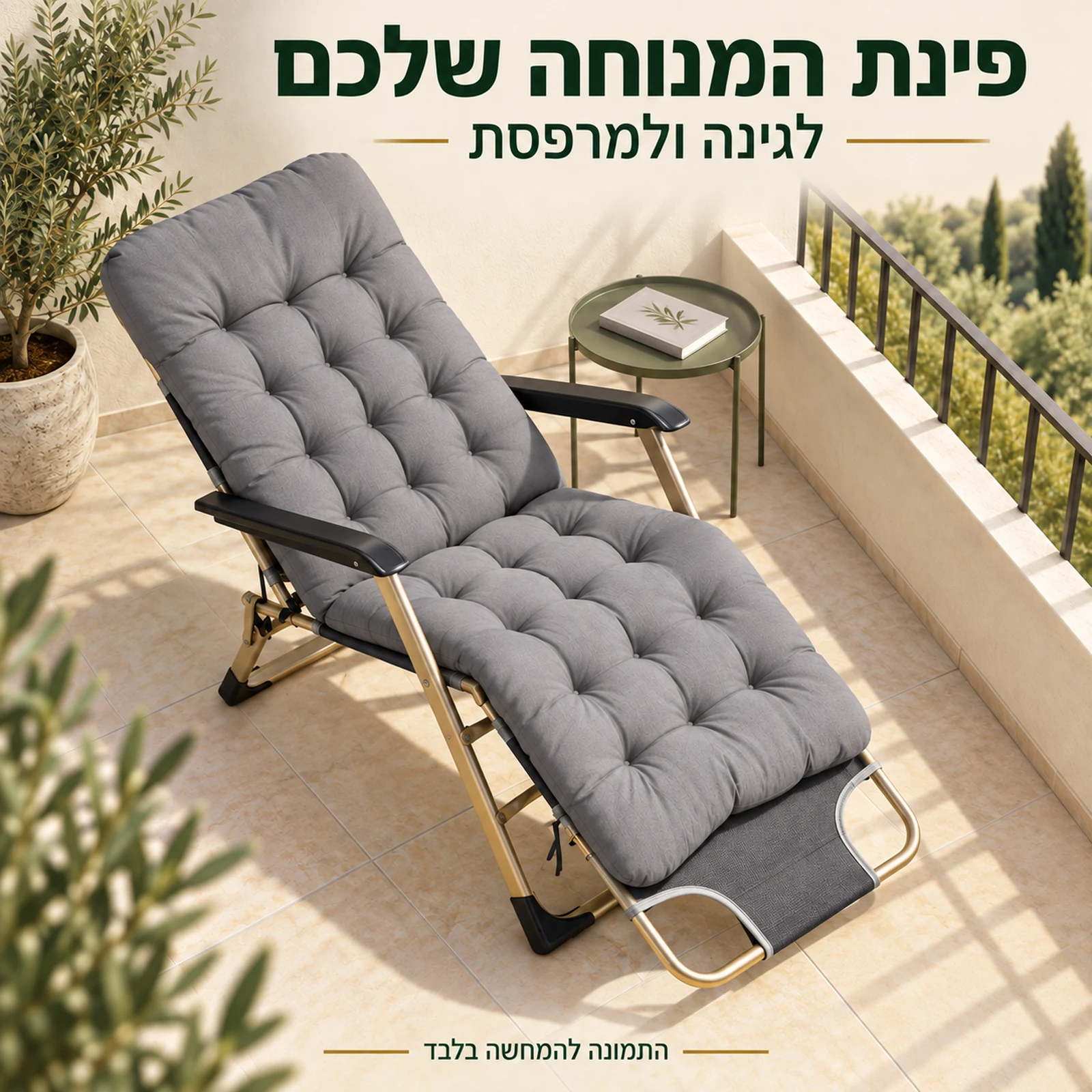 כיסא נוח SUMMER אפור – פינת מנוחה בגינה ובמרפסת