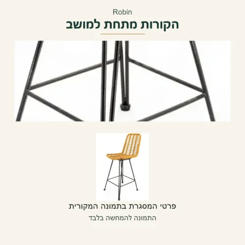 Robin — הקורות שבין הרגליים מתחת למושב בתמונה מקורית, לצד הכיסא השלם