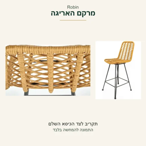 Robin — מרקם האריגה בתקריב המקורי לצד צילום אמיתי של הדגם בגוון טבעי