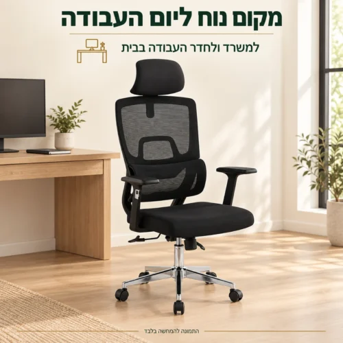 כיסא משרד Diplomat שחור בחדר עבודה ביתי