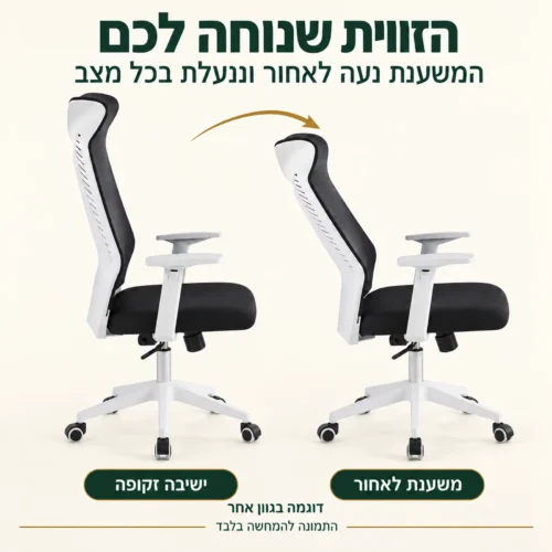 כיסא משרד Manager 2 עם משענת גב הנעה לאחור וננעלת בכל מצב