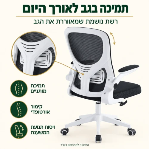 כיסא מחשב Tango עם תמיכת מותניים וגב רשת נושמת