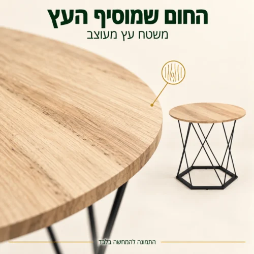 תקריב משטח העץ המעוצב של שולחן הקפה