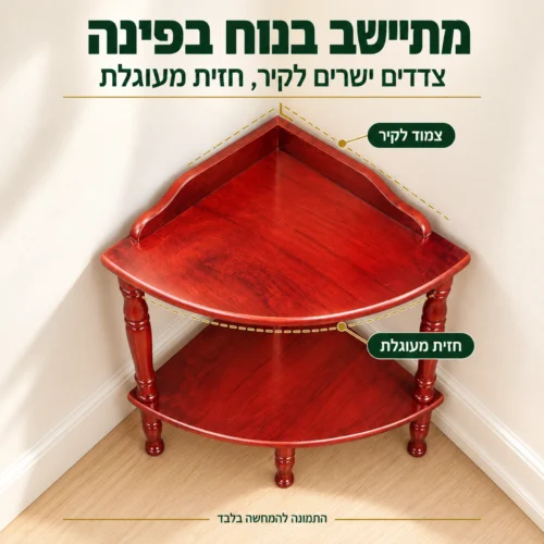 שולחן הגשה פינתי 928 מבט מלמעלה – צדדים ישרים לקיר וחזית מעוגלת