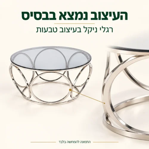 תקריב של בסיס טבעות הניקל בשולחן קפה עגול