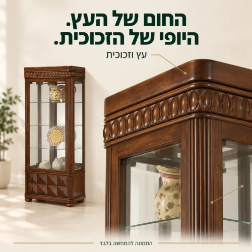 ויטרינה מעץ וזכוכית – מבט מקרוב על המסגרת והחלק העליון