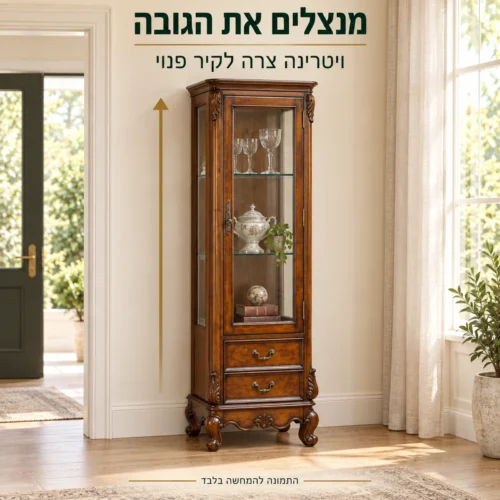 ויטרינה גבוהה וצרה לניצול קיר פנוי בבית בעיצוב קלאסי
