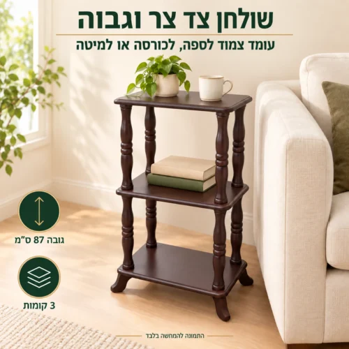 שולחן צד SJ-05 צר וגבוה לסלון, עומד צמוד לספה
