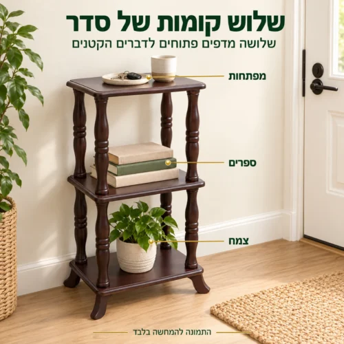 שולחן צד SJ-05 עם שלוש קומות למפתחות, לספרים ולצמח בכניסה לבית