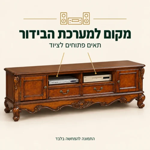 שידת טלוויזיה קלאסית עם שני תאים פתוחים לציוד בידור