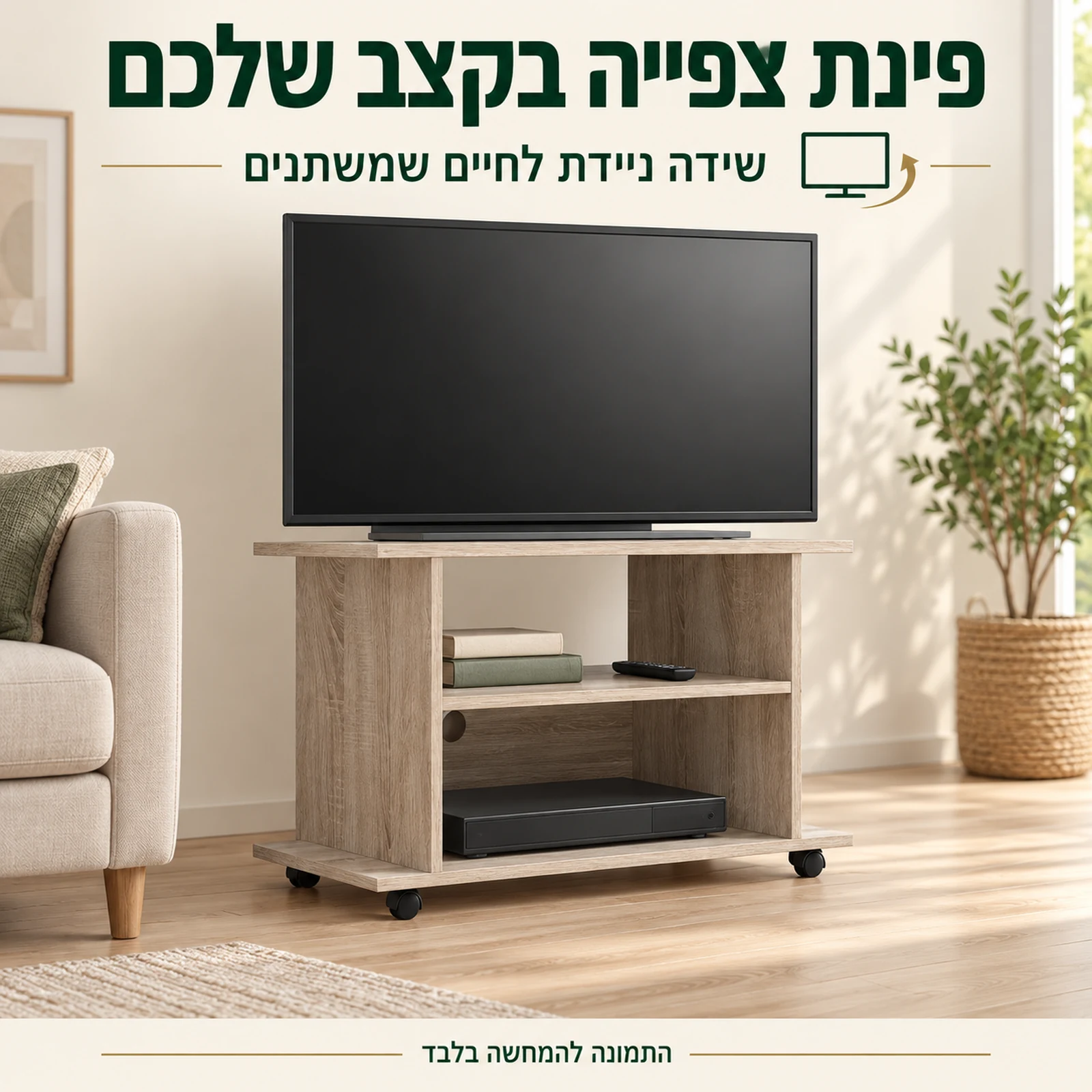 שידת טלוויזיה YOGI בגוון אלון SONOMA בפינת צפייה בבית