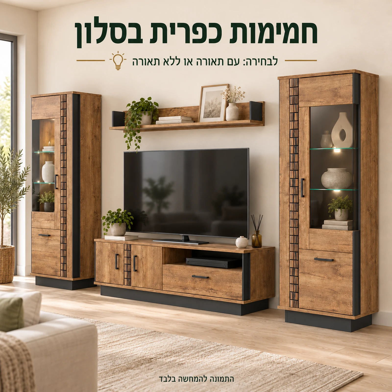 מערכת ORIAN R07 בסלון כפרי – לבחירה עם תאורה או ללא תאורה