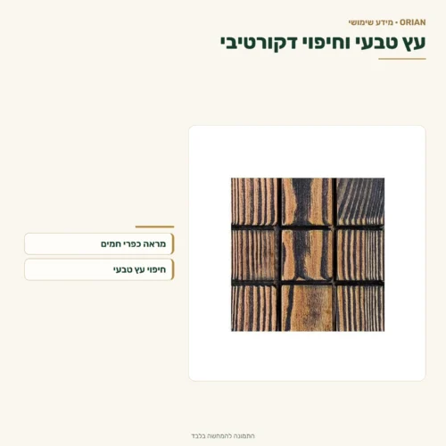 פרט חיפוי דקורטיבי בגוון עץ טבעי