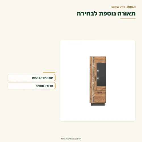 ויטרינה במערכת קיר כפרית – תאורה נוספת לבחירה