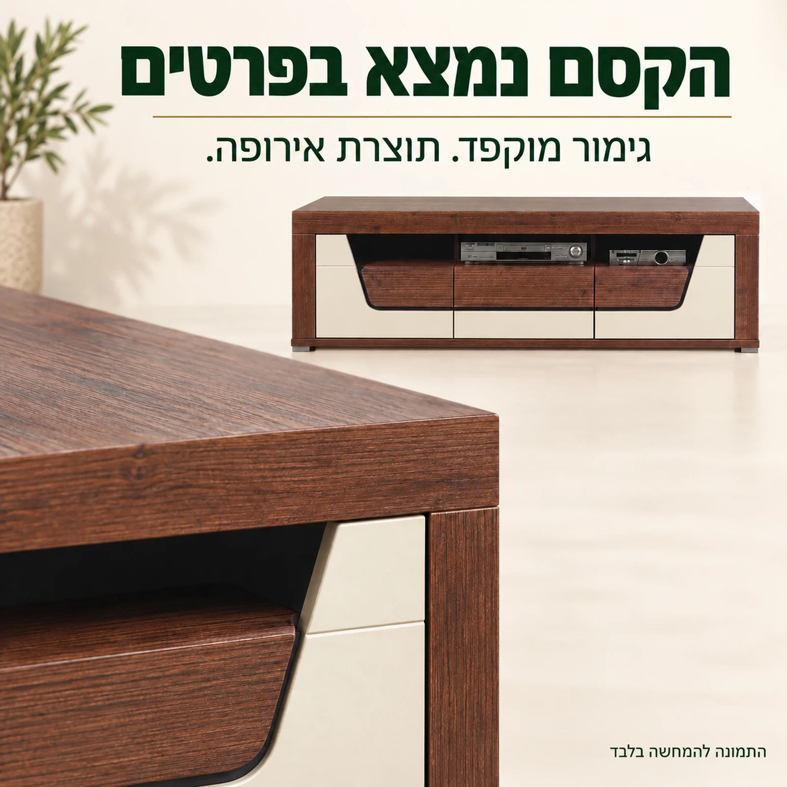 פרטי הגימור והחזית של שידת טלוויזיה KENZO 2 מתוצרת אירופה