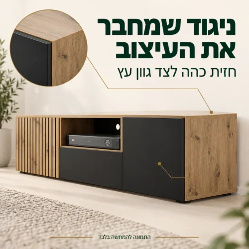 גימור כהה לצד גוון עץ בשידת טלוויזיה AURIS RTV 150