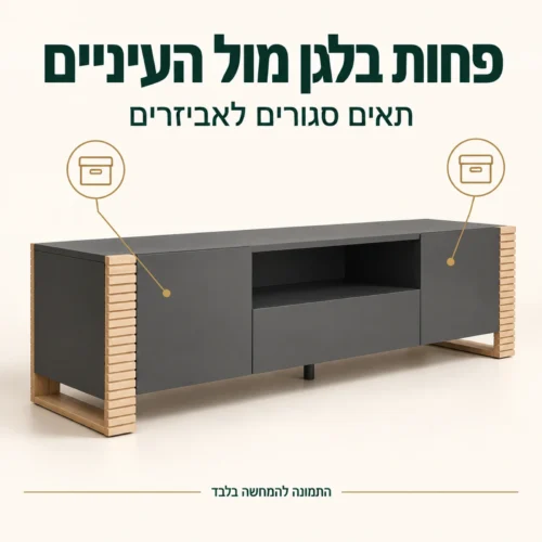 תאים סגורים לאביזרים במזנון טלוויזיה אפור גרפיט