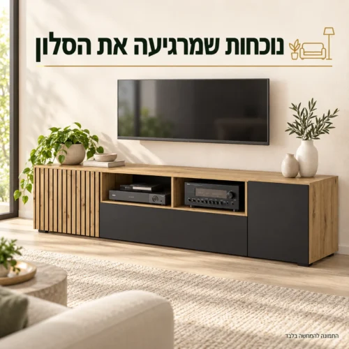 מזנון טלוויזיה AURIS – הדמיה בסלון בהיר
