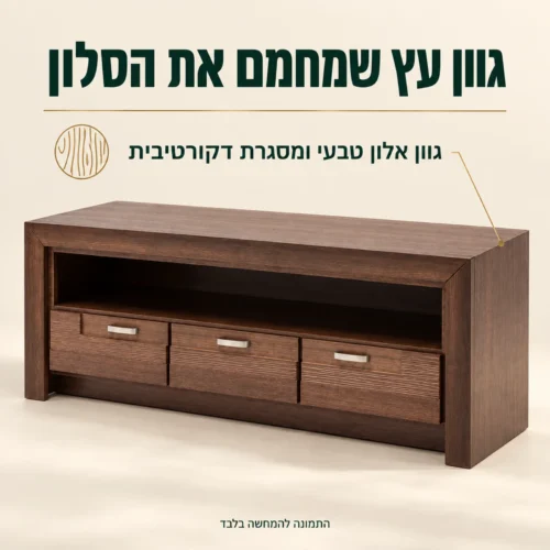 שידת טלוויזיה Paris בגוון אלון טבעי עם מסגרת דקורטיבית