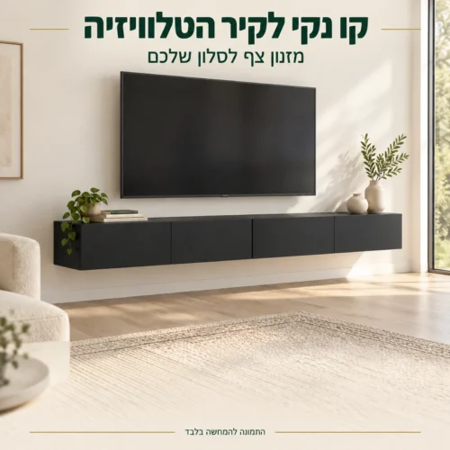 שתי שידות מזנון שחורות זו לצד זו בסלון