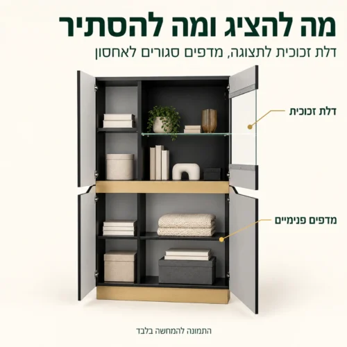 ויטרינה רחבה במערכת FAME B – תצוגה מאחורי זכוכית ואחסון סגור
