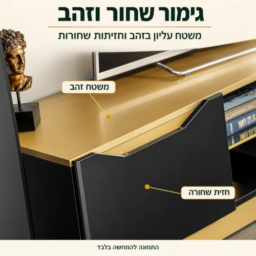 פרטי גימור במערכת FAME B – משטח עליון בזהב וחזיתות שחורות