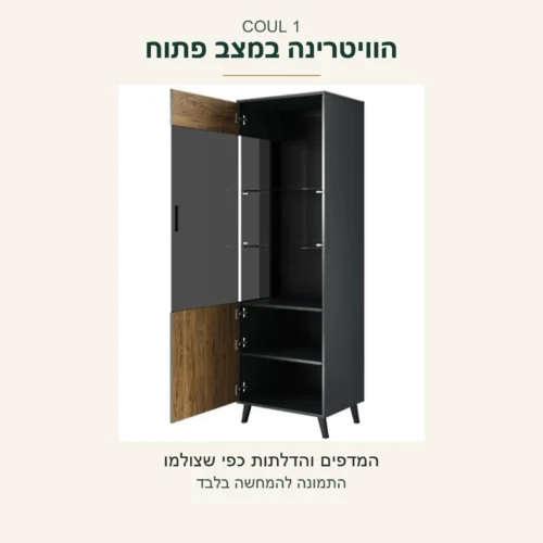 COUL 1 — הוויטרינה הפתוחה, הדלתות והמדפים הפנימיים בצילום המקורי