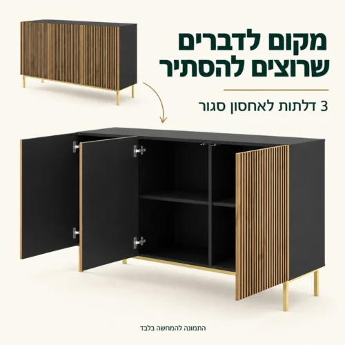 ארונית שלוש דלתות במצב פתוח ובמצב סגור