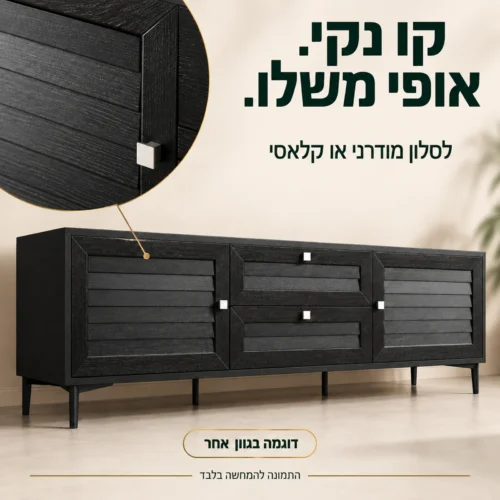 פרטי חזית וידיות במזנון שחור בסגנון מודרני או קלאסי — דוגמה בגוון אחר