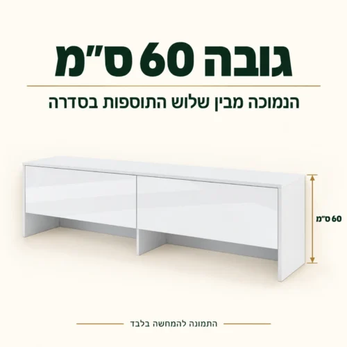 תוספת ארון תלויה 2 דלתות – גובה 60 ס״מ, התוספת הנמוכה בסדרה