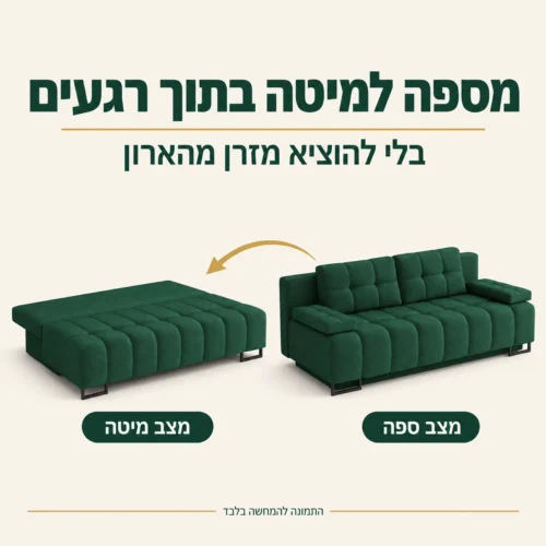 ספה נפתחת למיטה Morena במצב ספה ובמצב מיטה