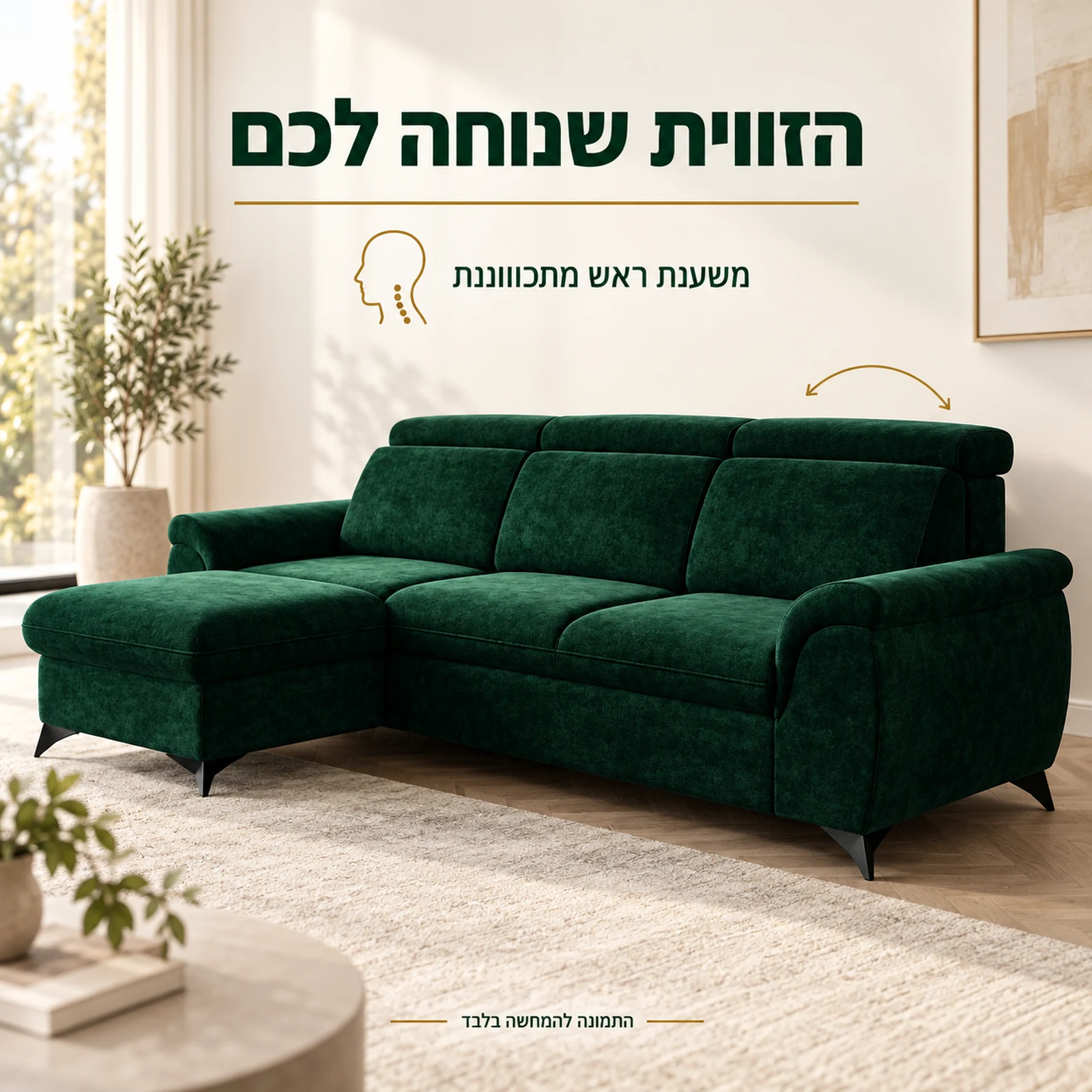 משענת ראש מתכווננת במערכת הישיבה הפינתית Montana Mini