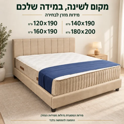 מיטה מרופדת LINA עם מידות מזרן לבחירה 120×190, 140×190, 160×190 או 180×200 ס״מ