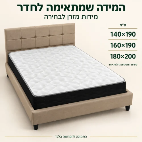 מיטה זוגית מרופדת SARAH – מידות מזרן לבחירה 140×190, 160×190 או 180×200 ס״מ