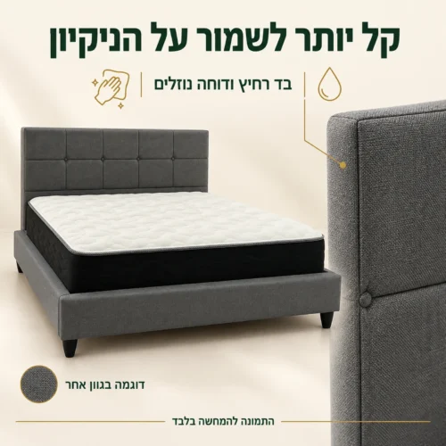 מיטה זוגית מרופדת SARAH בגוון אפור – בד רחיץ ודוחה נוזלים, דוגמה בגוון אחר