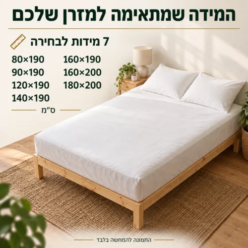 בסיס מיטה מעץ אורן – שבע מידות לבחירה מ־80×190 עד 180×200 ס״מ