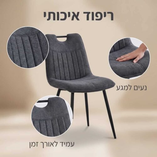 סט 4 כיסאות מרופדים דגם KIP – עיצוב מודרני, איכות אירופאית ונוחות מושלמת – תמונת מוצר נוספת 10