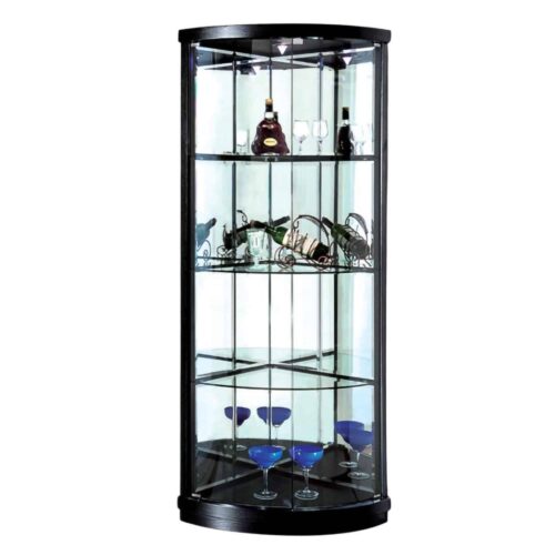 ויטרינה זכוכית פינתית 608 BLACK – מבט חזיתי בגוון שחור