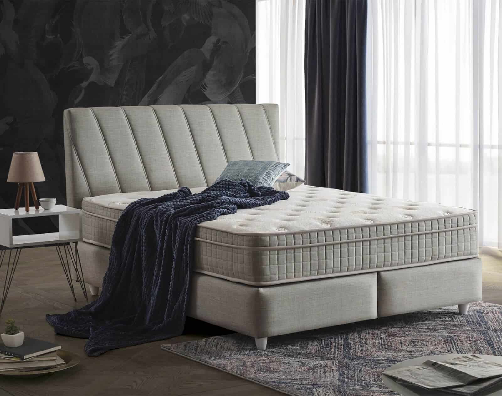בסיס מיטה זוגית עם ארגז מצעים Siesta מרופד – מבט כללי