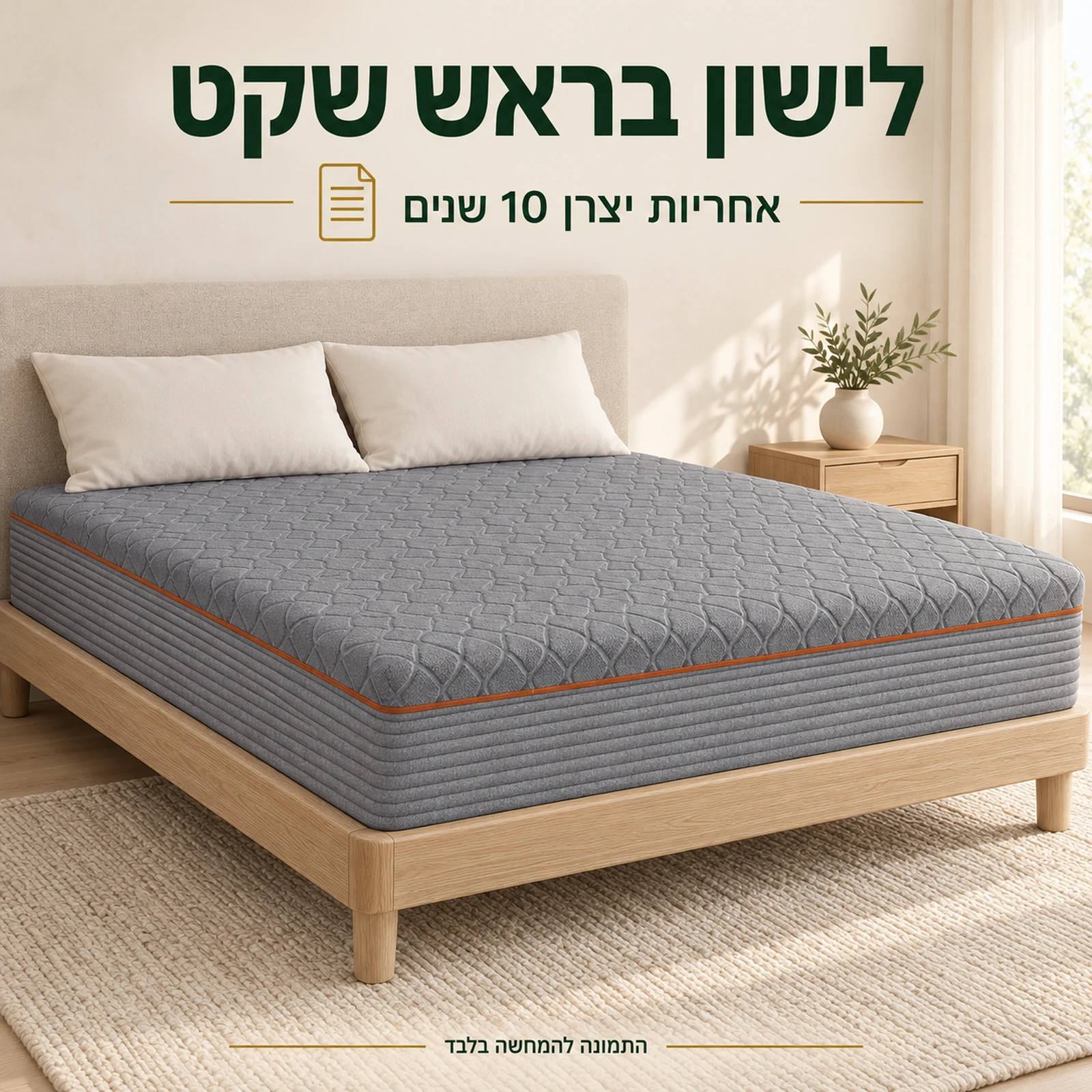 מזרן קיסריה קלאוד בחדר שינה – אחריות יצרן 10 שנים