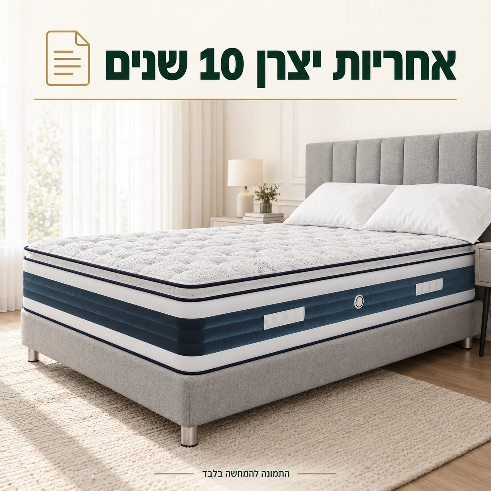 מזרן קיסריה טסלה בחדר שינה – אחריות יצרן 10 שנים