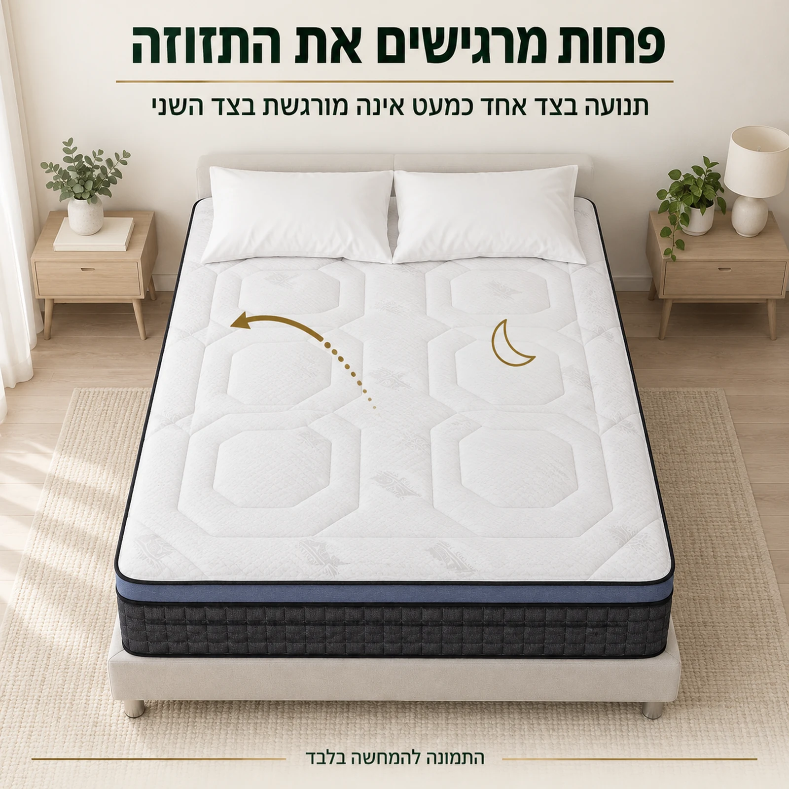 מזרן קיסריה גלובל לשינה זוגית עם הפחתת תחושת תנועה מהצד השני