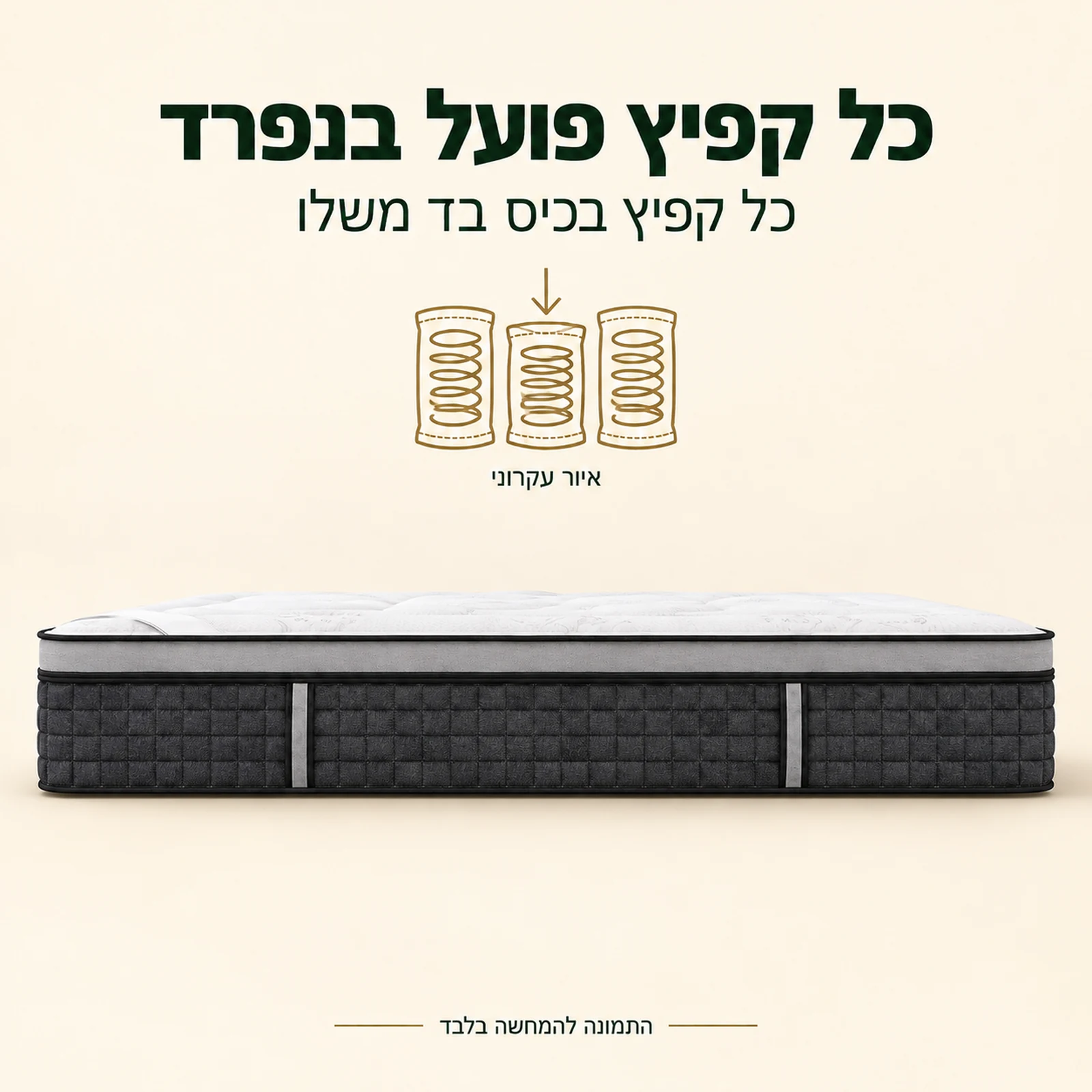 מזרן קיסאר ספייס – כל קפיץ בכיס בד נפרד, איור עקרוני
