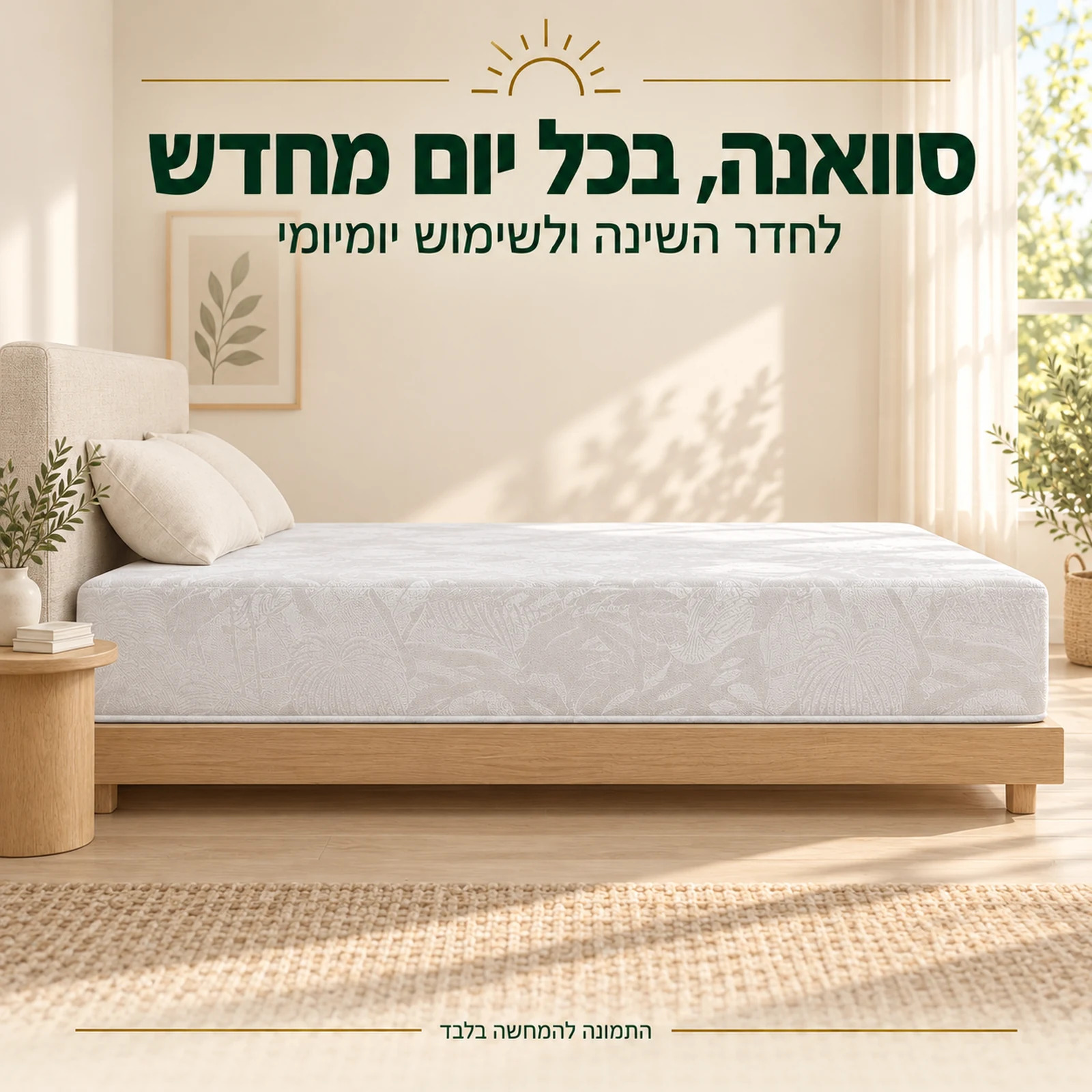 מזרן קיסריה סוואנה – מבט צד בחדר שינה לשימוש יומיומי