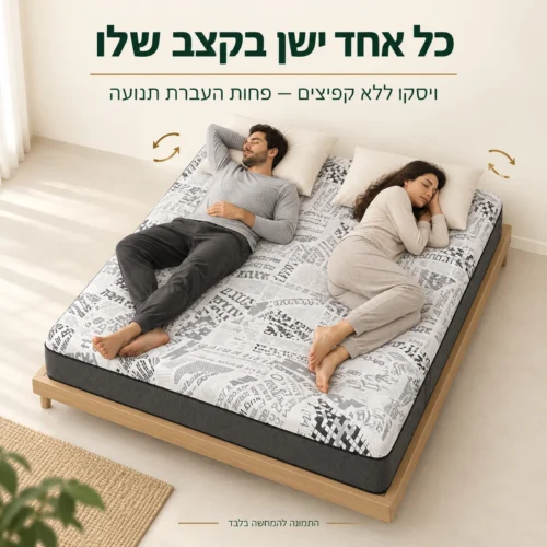 מזרן קיסריה קרבון ללא קפיצים לשינה זוגית עם פחות העברת תנועה